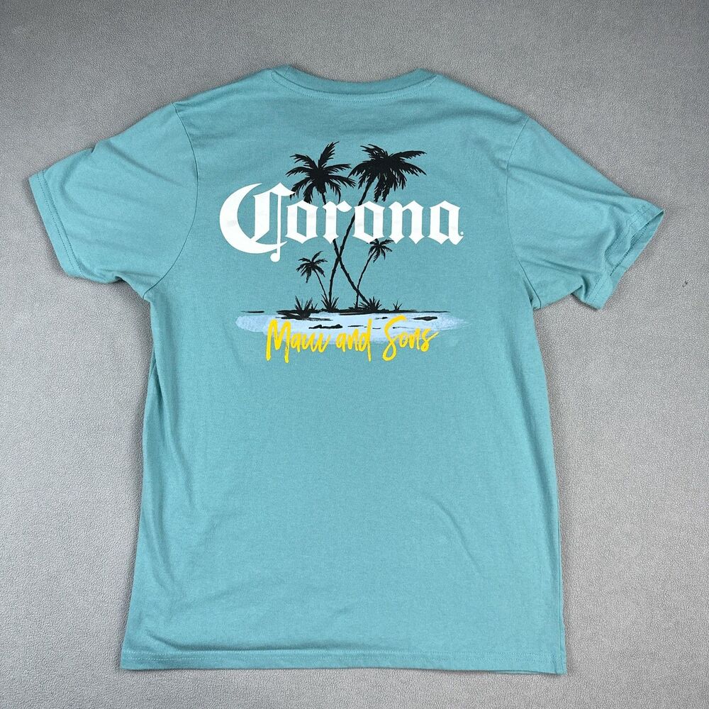 Corona Maui & Sons Corona Shirt Mens M Turquoise Blue SS Beach Tee Graphic - Picture 6 of 7
